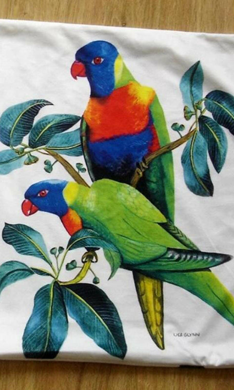 Rainbow Lorikeet Cushion Cover 45cm.