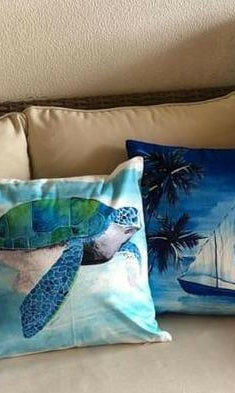 Sea Turtle Cushion Cover 45 x -45cm Soft Plush Double Printed.