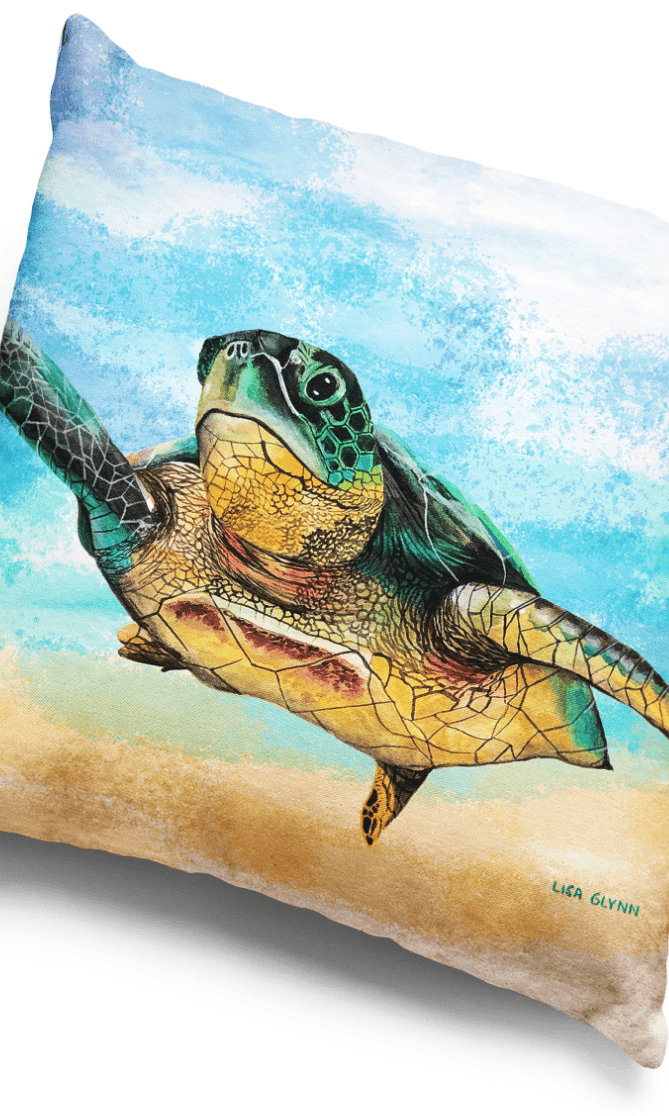 Sea Turtle Cushion Cover 45 x -45cm Soft Plush Double Printed.