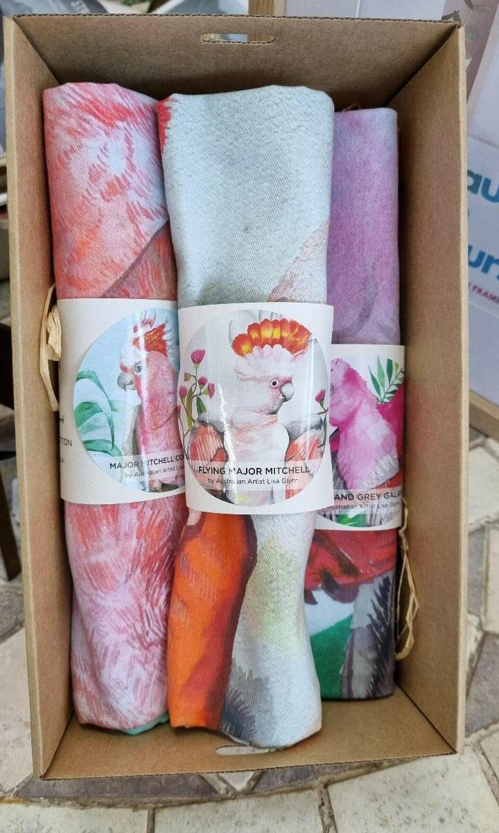 Australian Native Birds Gift Box Sets of Tea Towels.