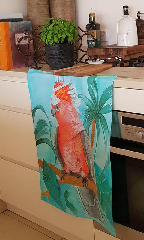 Major Mitchell Aqua Tea Towel 100% Cotton.