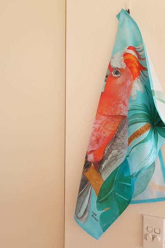 Major Mitchell Aqua Tea Towel 100% Cotton.