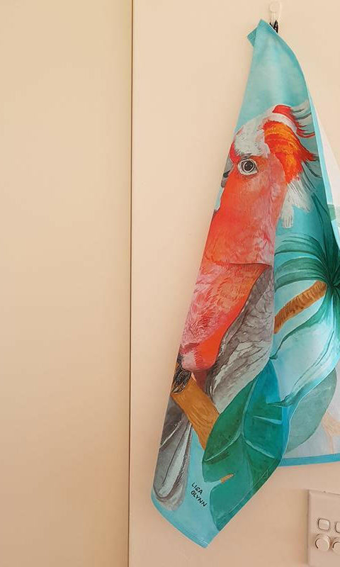 Major Mitchell Aqua Tea Towel 100% Cotton.