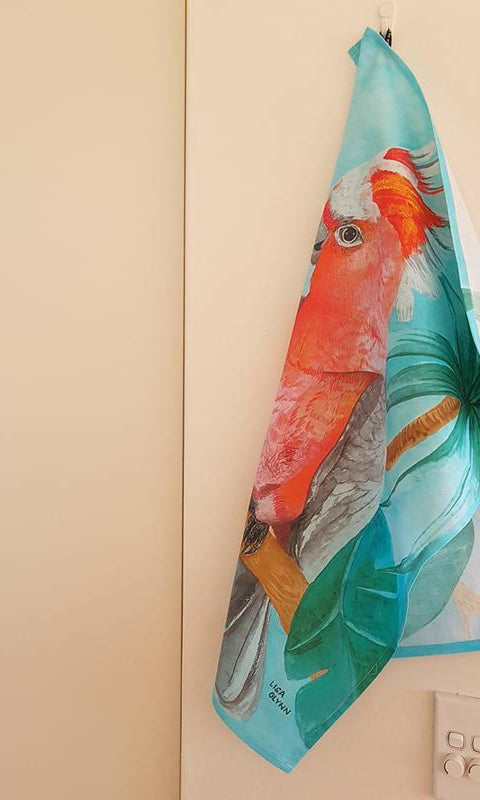 Major Mitchell Aqua Tea Towel 100% Cotton.