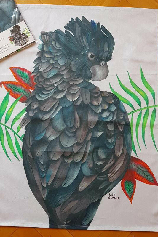 Black Cockatoo Tea Towel 100% Cotton.