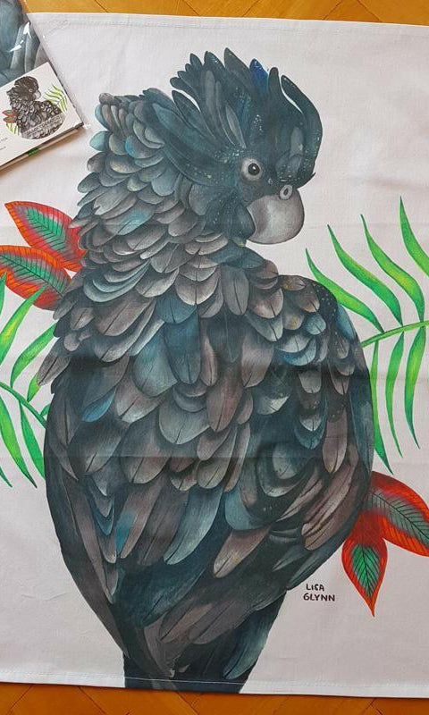 Black Cockatoo Tea Towel 100% Cotton.