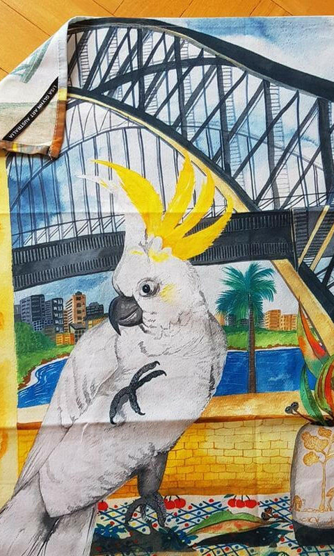 Cockatoo in Sydney Tea Towel 100% Cotton.