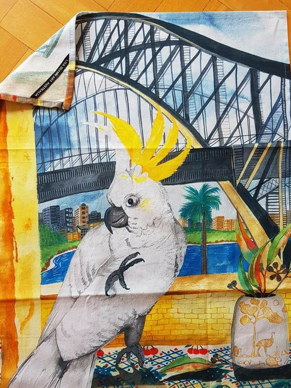 Cockatoo in Sydney Tea Towel 100% Cotton.