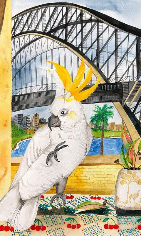 Cockatoo in Sydney Tea Towel 100% Cotton.