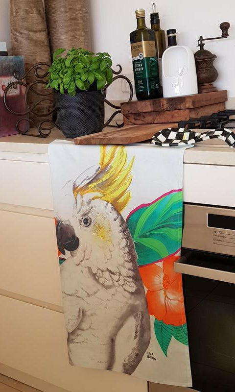 Cockatoo in Sydney Tea Towel 100% Cotton.