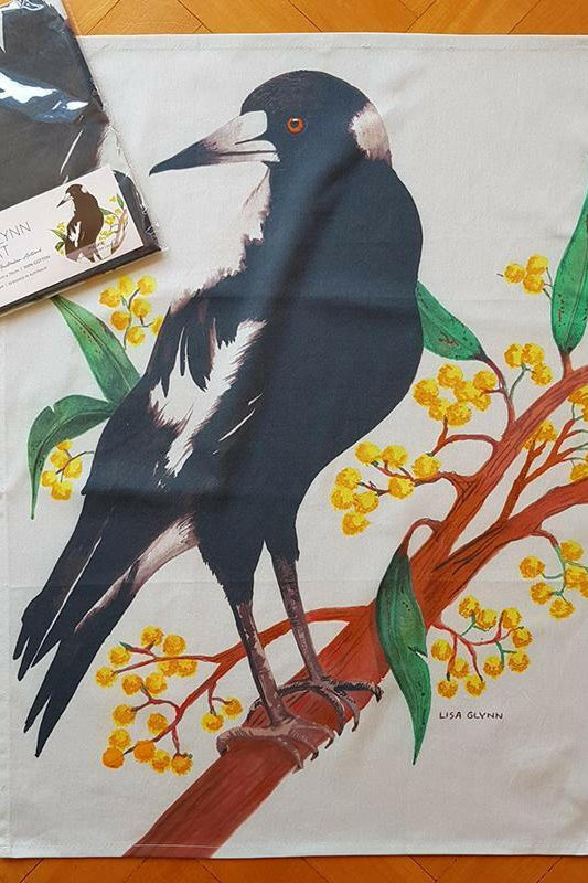 Magpie Tea Towel 100% Cotton.
