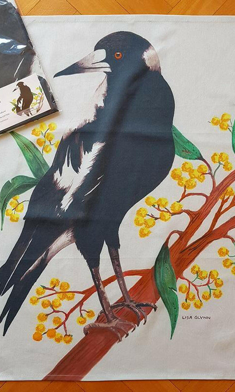 Magpie Tea Towel 100% Cotton.