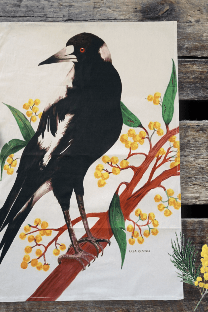 Magpie Tea Towel 100% Cotton.