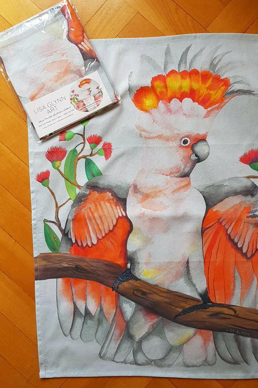 Major Mitchell Cockatoo Australian Souvenir Tea Towels.