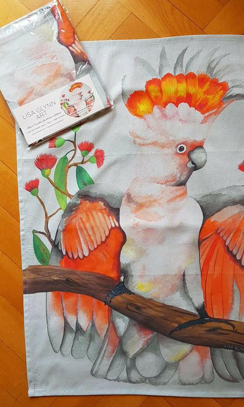 Major Mitchell Cockatoo Australian Souvenir Tea Towels.