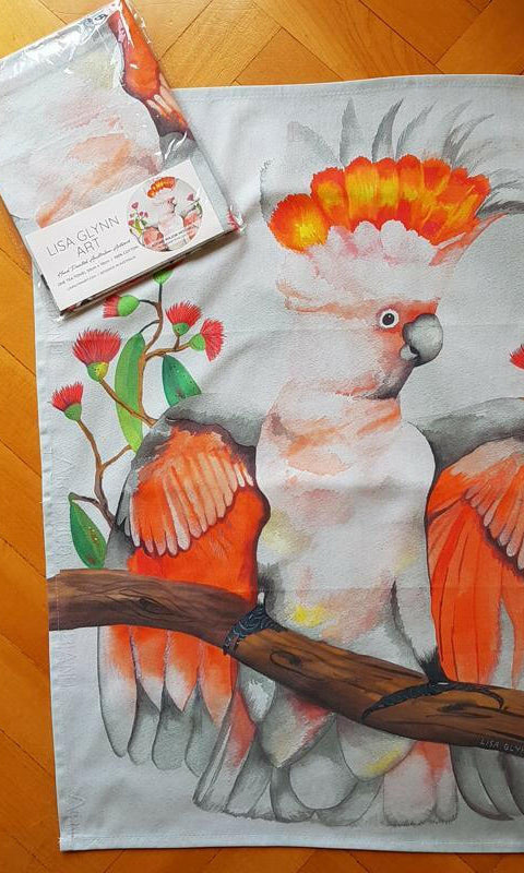 Major Mitchell Cockatoo Australian Souvenir Tea Towels.