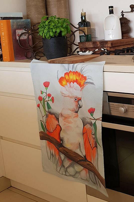 Major Mitchell Cockatoo Australian Souvenir Tea Towels.