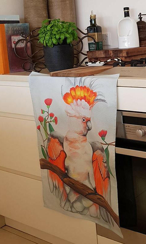 Major Mitchell Cockatoo Australian Souvenir Tea Towels.