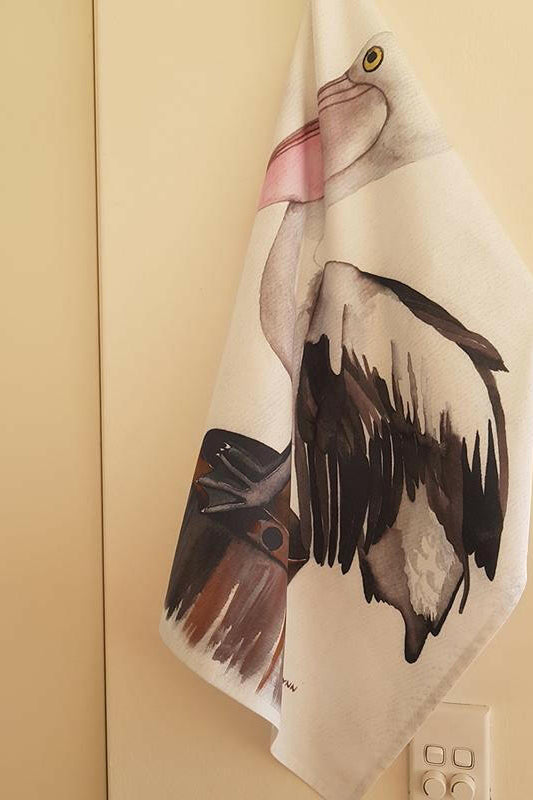 Pelican Tea Towel 100% Cotton.