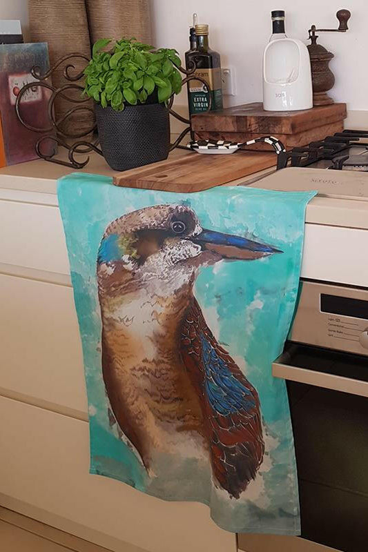 Kookaburra Two Australian Bird Tea Towel 100% Cotton.