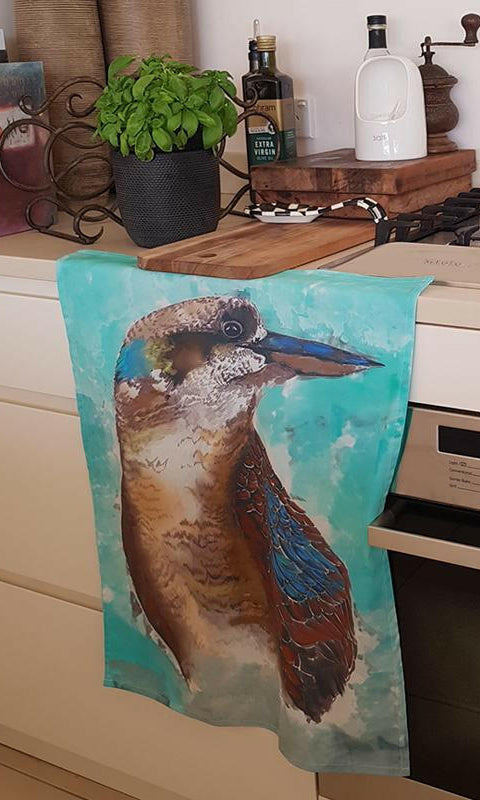 Kookaburra Two Australian Bird Tea Towel 100% Cotton.
