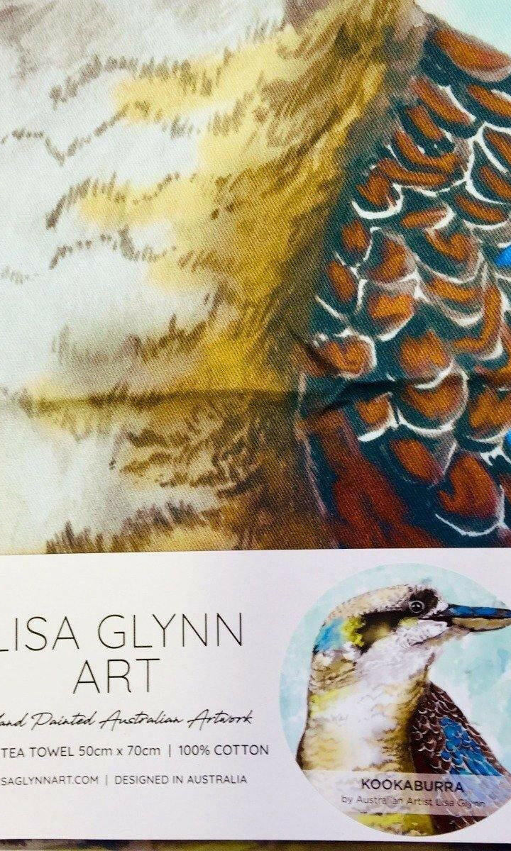 Kookaburra Aqua Tea Towel 100% Cotton.