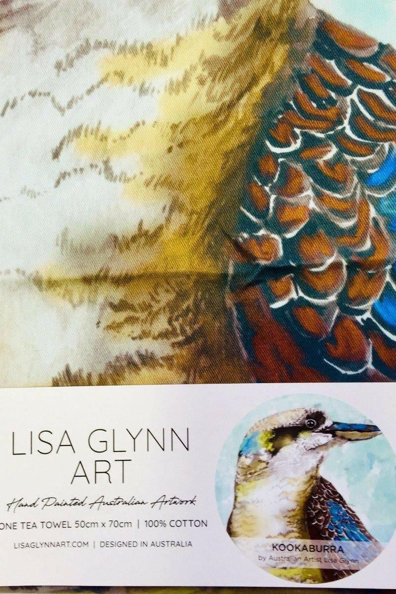 Kookaburra Aqua Tea Towel 100% Cotton.