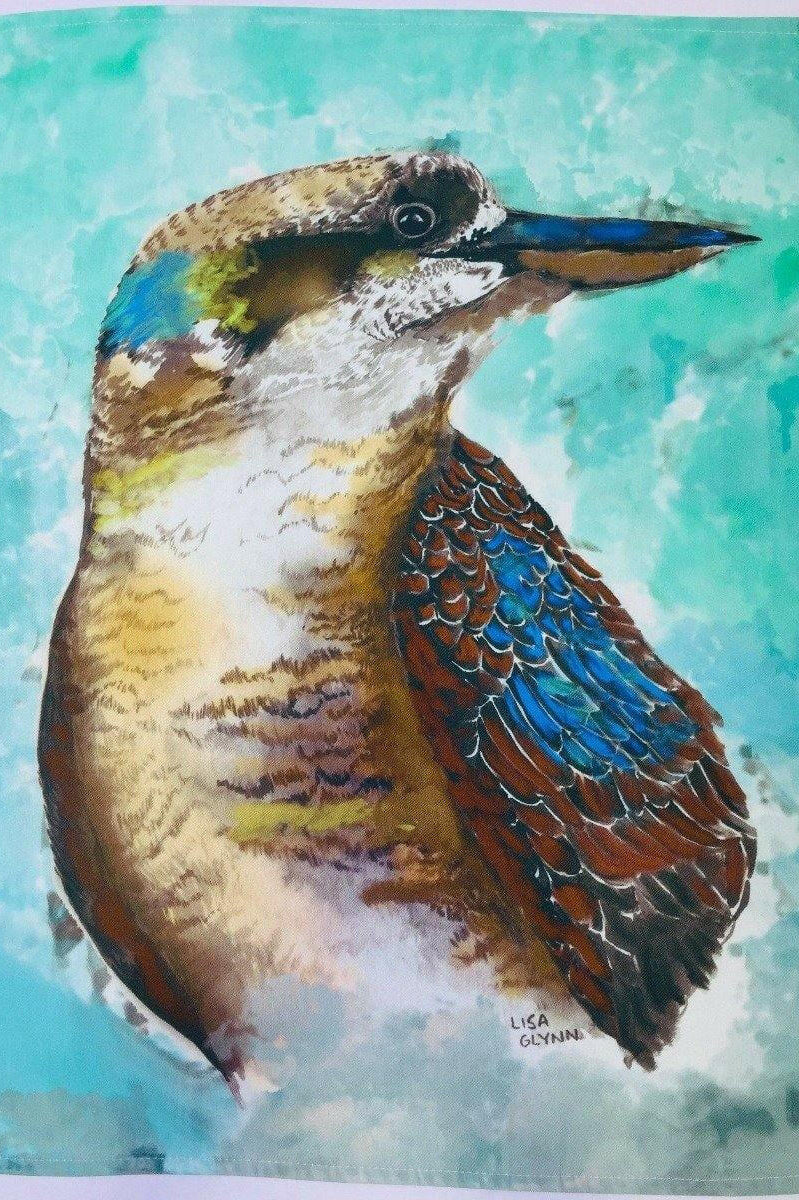 Kookaburra Aqua Tea Towel 100% Cotton.
