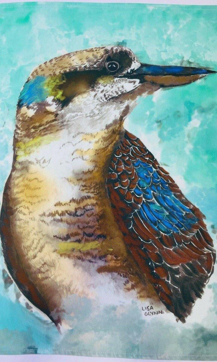Kookaburra Aqua Tea Towel 100% Cotton.