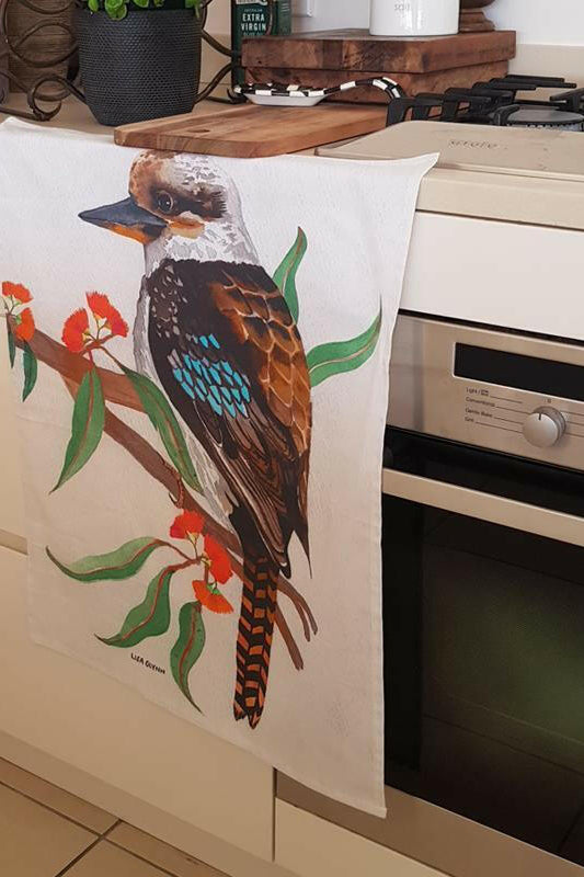 Kookaburra Tea Towel 100% Cotton Designed in Australia.