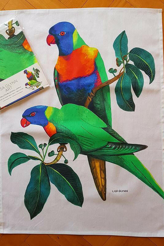 Rainbow Lorikeet Tea Towel - Australian Souvenir Tea Towel.