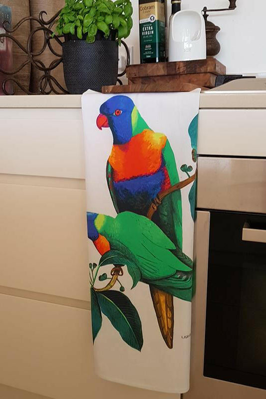 Rainbow Lorikeet Tea Towel - Australian Souvenir Tea Towel.