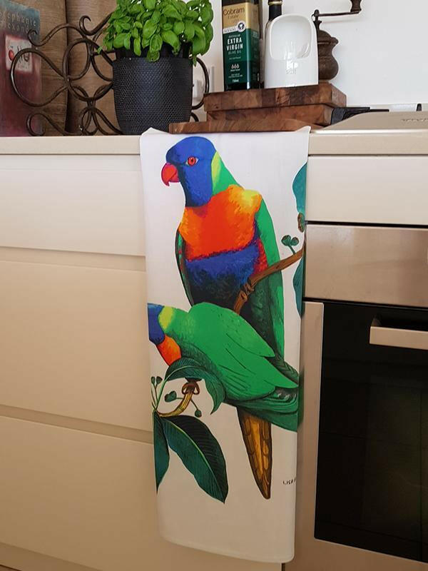 Rainbow Lorikeet Tea Towel - Australian Souvenir Tea Towel.