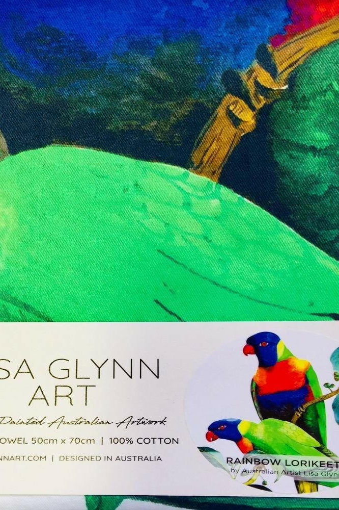 Rainbow Lorikeet Tea Towel - Australian Souvenir Tea Towel.