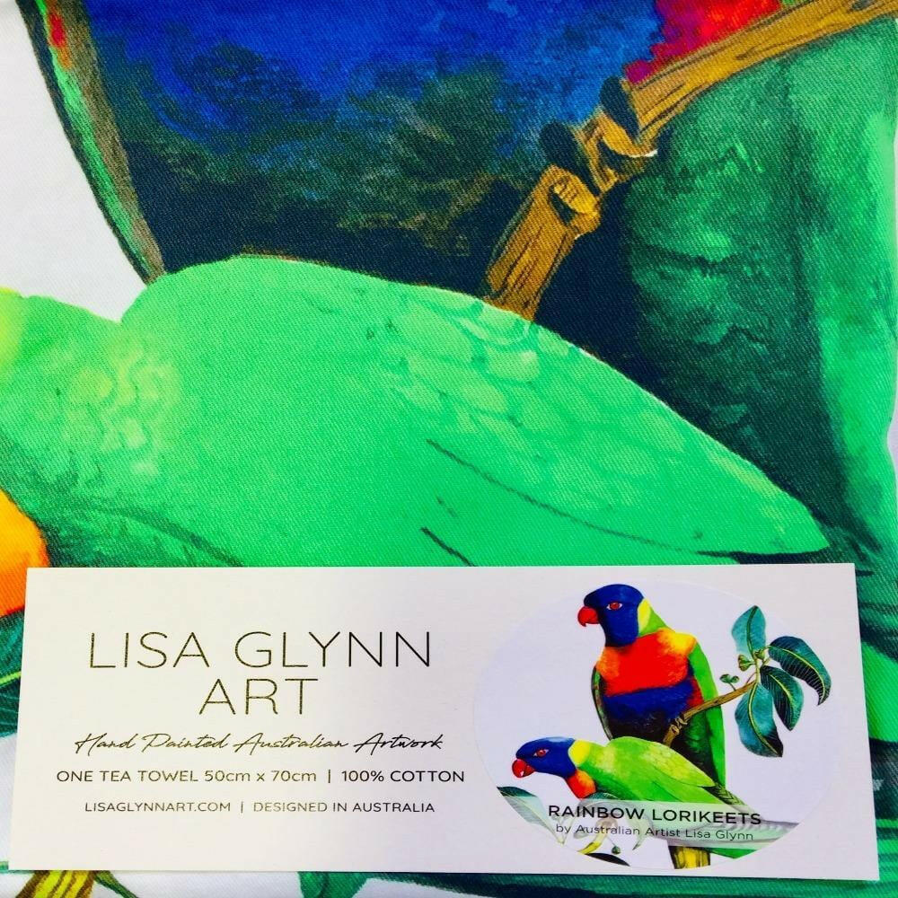Rainbow Lorikeet Tea Towel - Australian Souvenir Tea Towel.