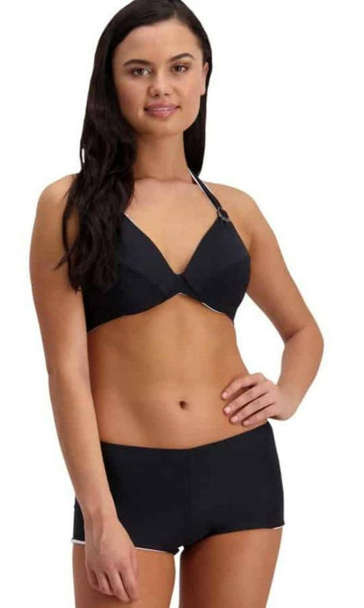 Moontide Reversible Solids Underwire Halter Top M8235RS Black White.