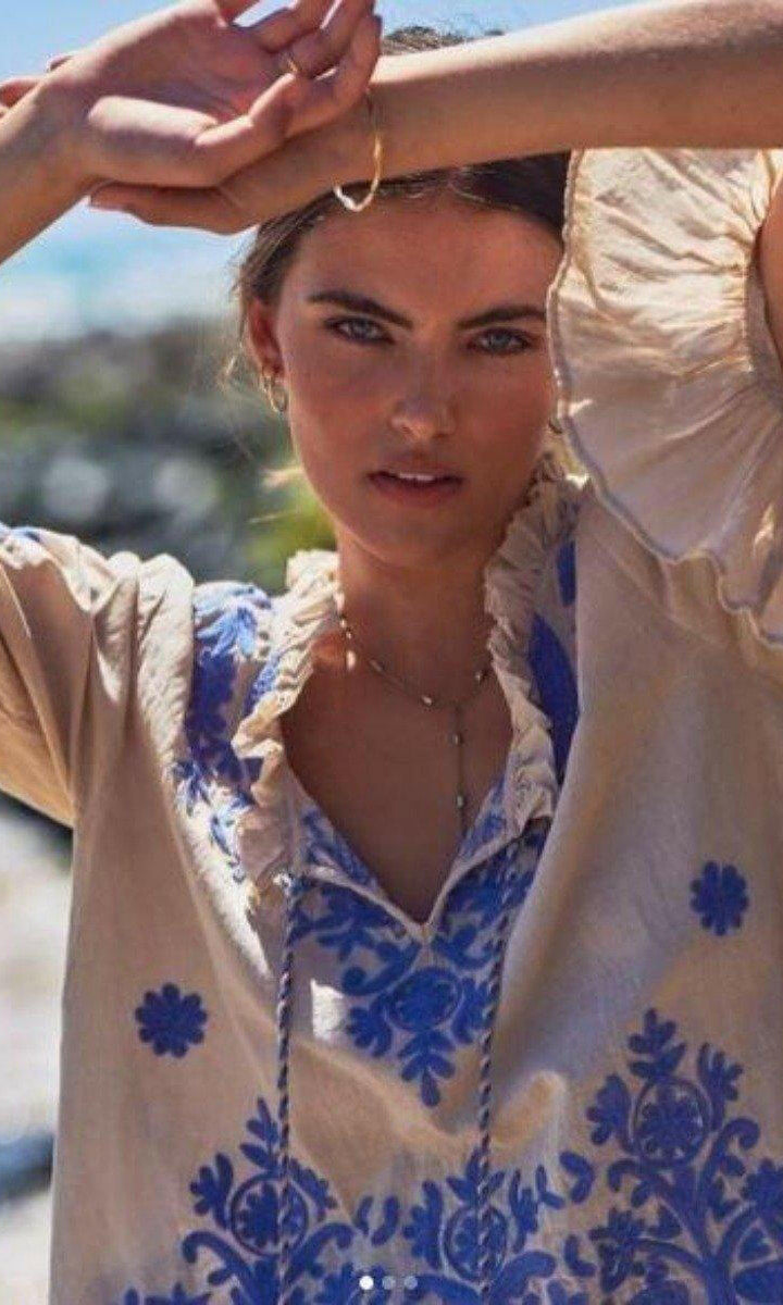 HS21-NAUG-2472 Naudic Hacienda Tunic Denver Aari Embroidered Kaftan.