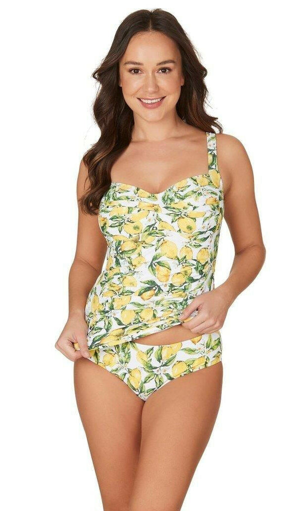Lemons Joanne Twist Front Design Tummy Control Tankini Set Swimsuit.
