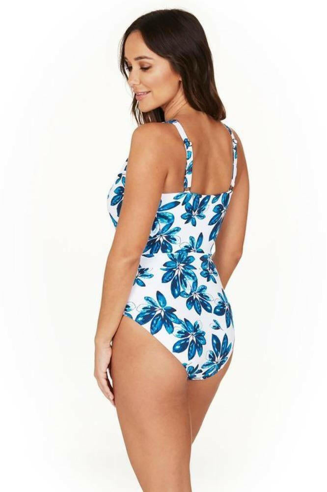 NN1297HMB Niptuck Blue Floral Front Tie Onepiece.