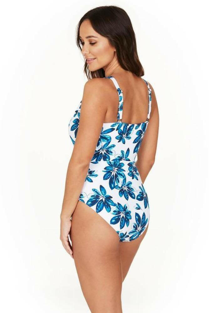 NN1297HMB Niptuck Blue Floral Front Tie Onepiece.