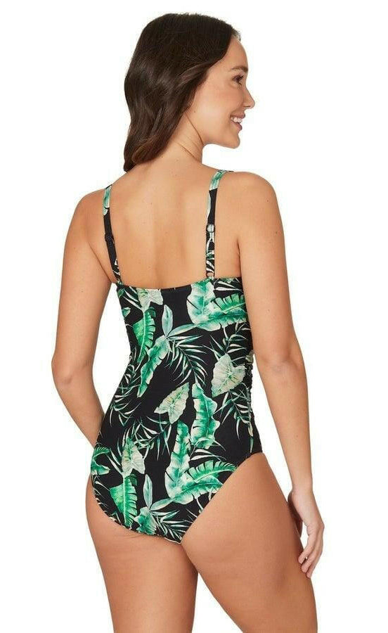 NN1150JJK Nip Tuck Jungle green One Piece Wrap Front.