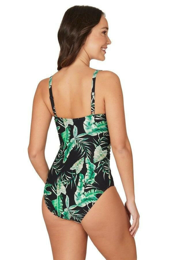 NN1150JJK Nip Tuck Jungle green One Piece Wrap Front.