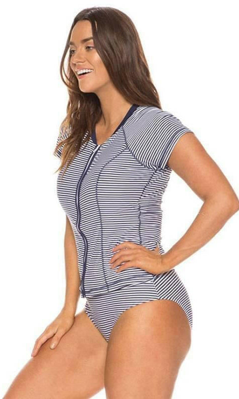 Nip Tuck Zip Through Multifit Short Sleeve Rashie - Bond Eye.