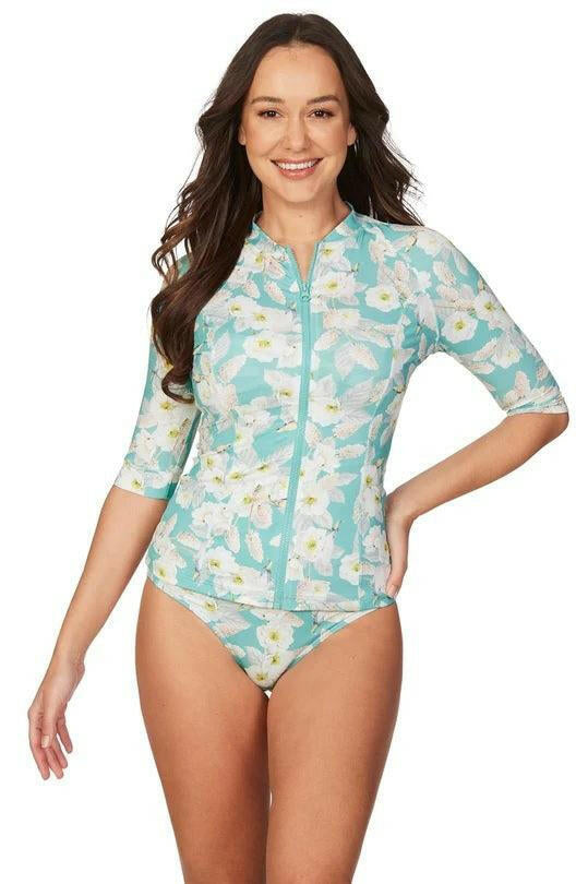 Niptuck Aqua Chelsea Floral Rash Vest.