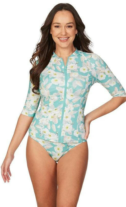 Niptuck Aqua Chelsea Floral Rash Vest.