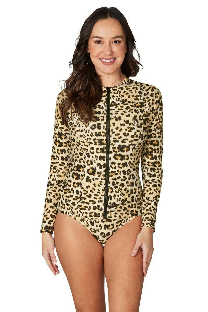 Niptuck Blue Animal Magic Yolanda Long Sleeve Rash Top Natural.