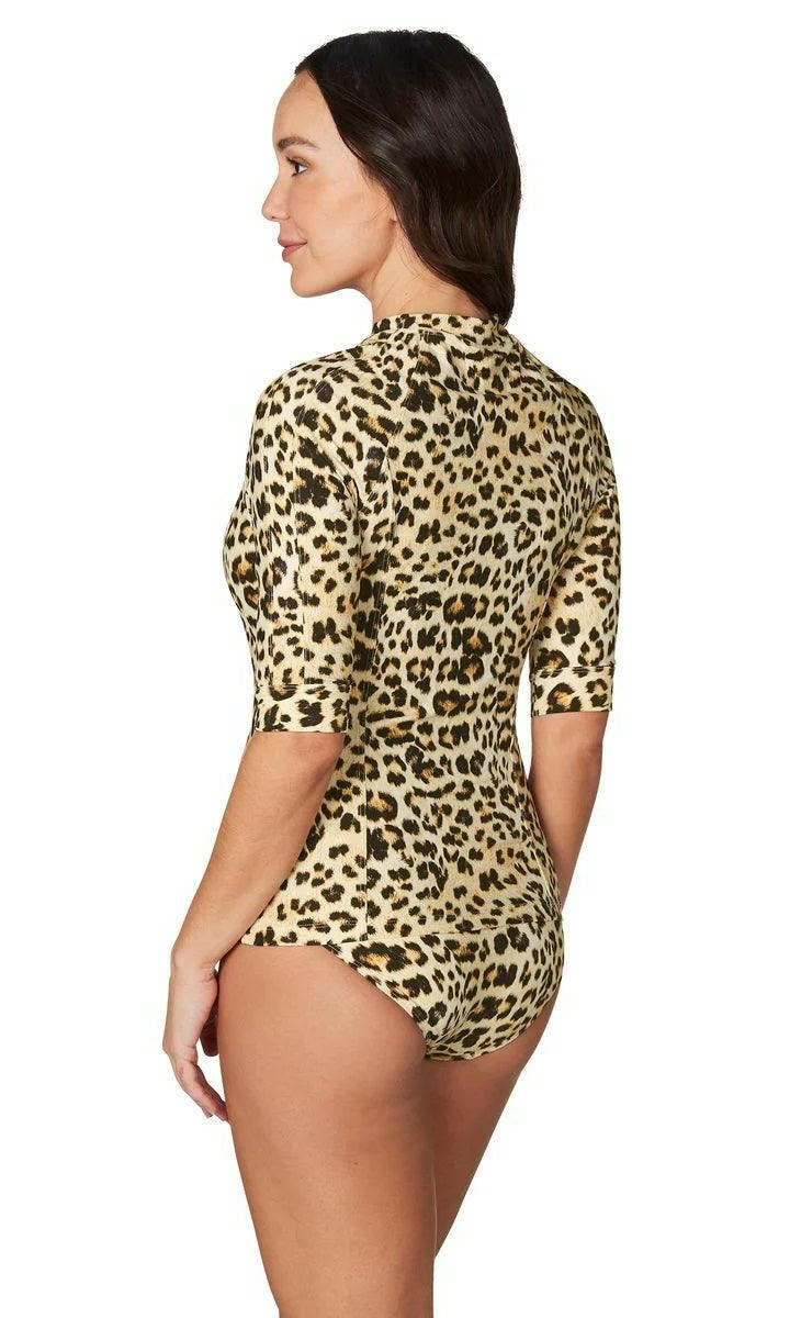 Niptuck NN5290AMN Blue Animal Magic Yolanda Mid Sleeve Rash Top Natural.