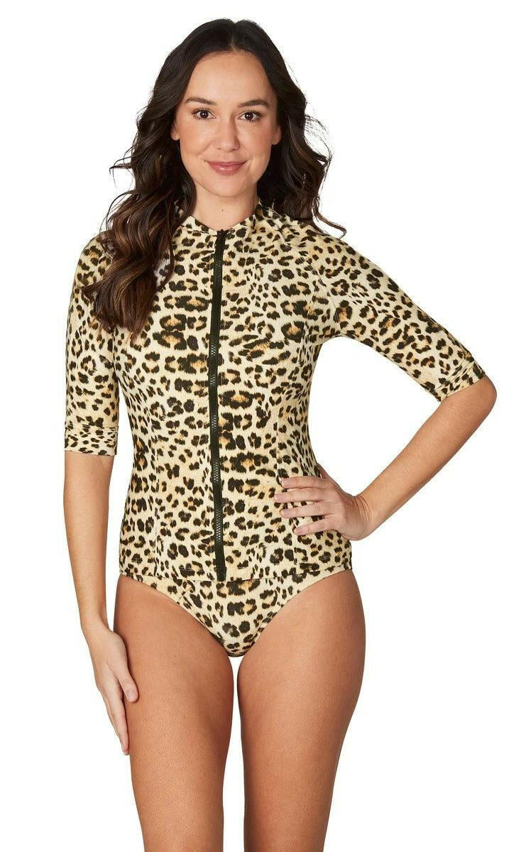 Niptuck NN5290AMN Blue Animal Magic Yolanda Mid Sleeve Rash Top Natural.