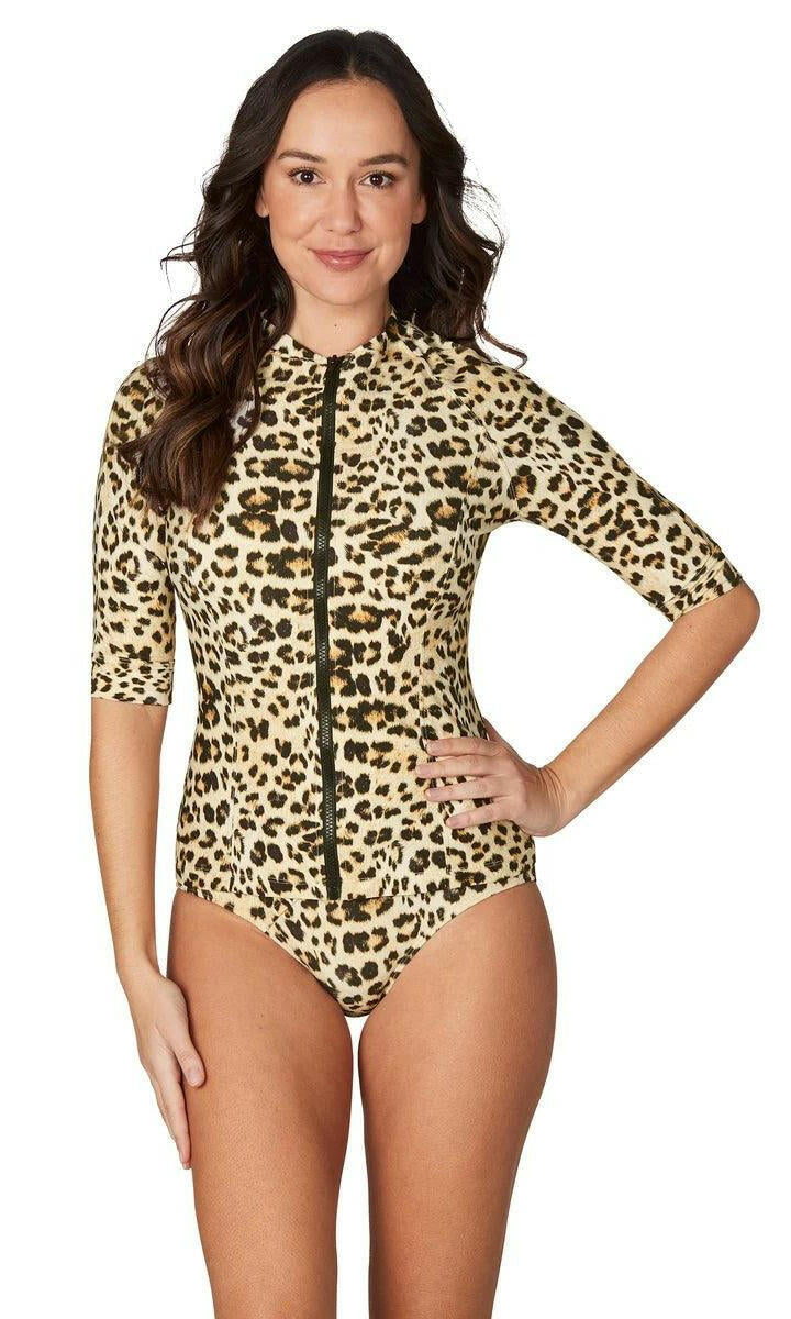 Niptuck NN5290AMN Blue Animal Magic Yolanda Mid Sleeve Rash Top Natural.