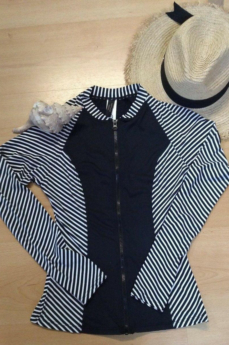 Niptuck TO5283PKTS Rash Top Black with Torino Stripes.